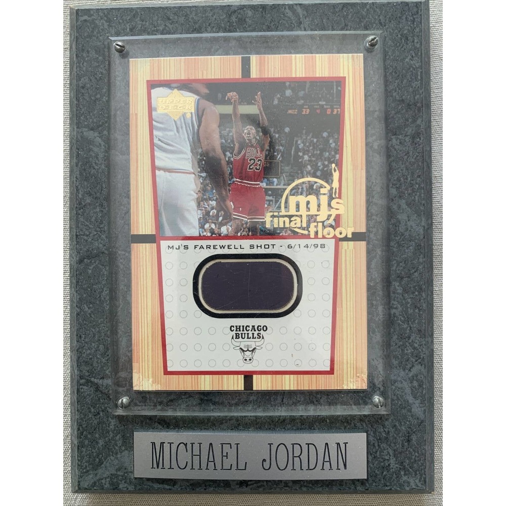 Michael Jordan Plaque with mj's final floor upper deck card